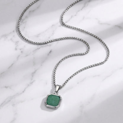 "Gem Stone" Streetwear silber Halskette mit Schmuckstein Gem Necklace grün weiß schwarz