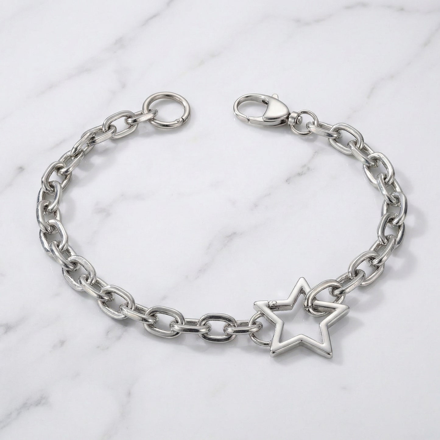 "StarBound" Streetwear silber Hosenkette mit Stern Charm Y2K Pants Chain