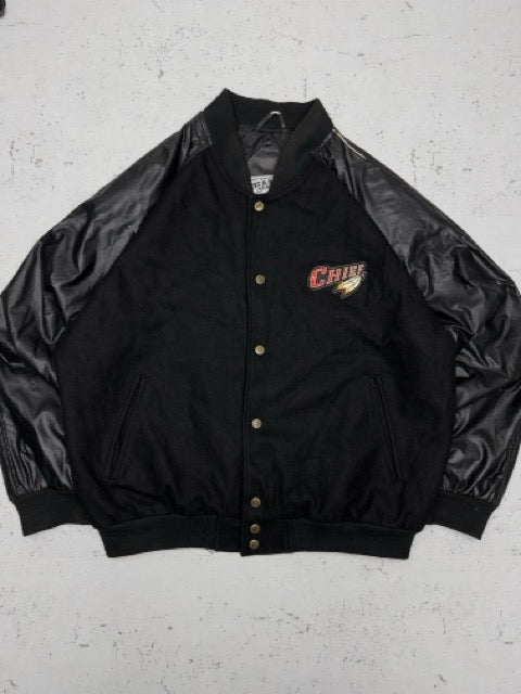 Steve & Barrys vintage Chief Collegejacke Lederjacke Bomberjacke schwarz M