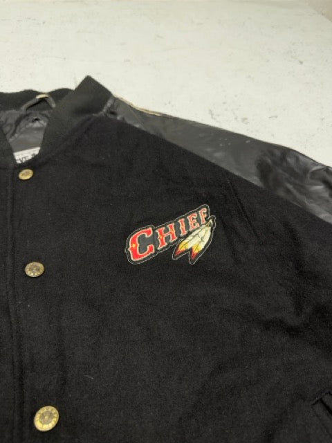Steve & Barrys vintage Chief Collegejacke Lederjacke Bomberjacke schwarz M