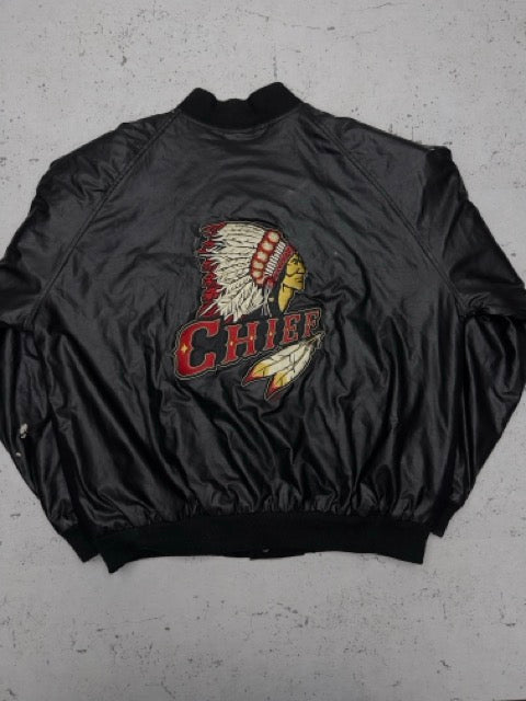 Steve & Barrys vintage Chief Collegejacke Lederjacke Bomberjacke schwarz M
