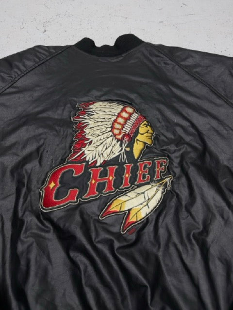 Steve & Barrys vintage Chief Collegejacke Lederjacke Bomberjacke schwarz M