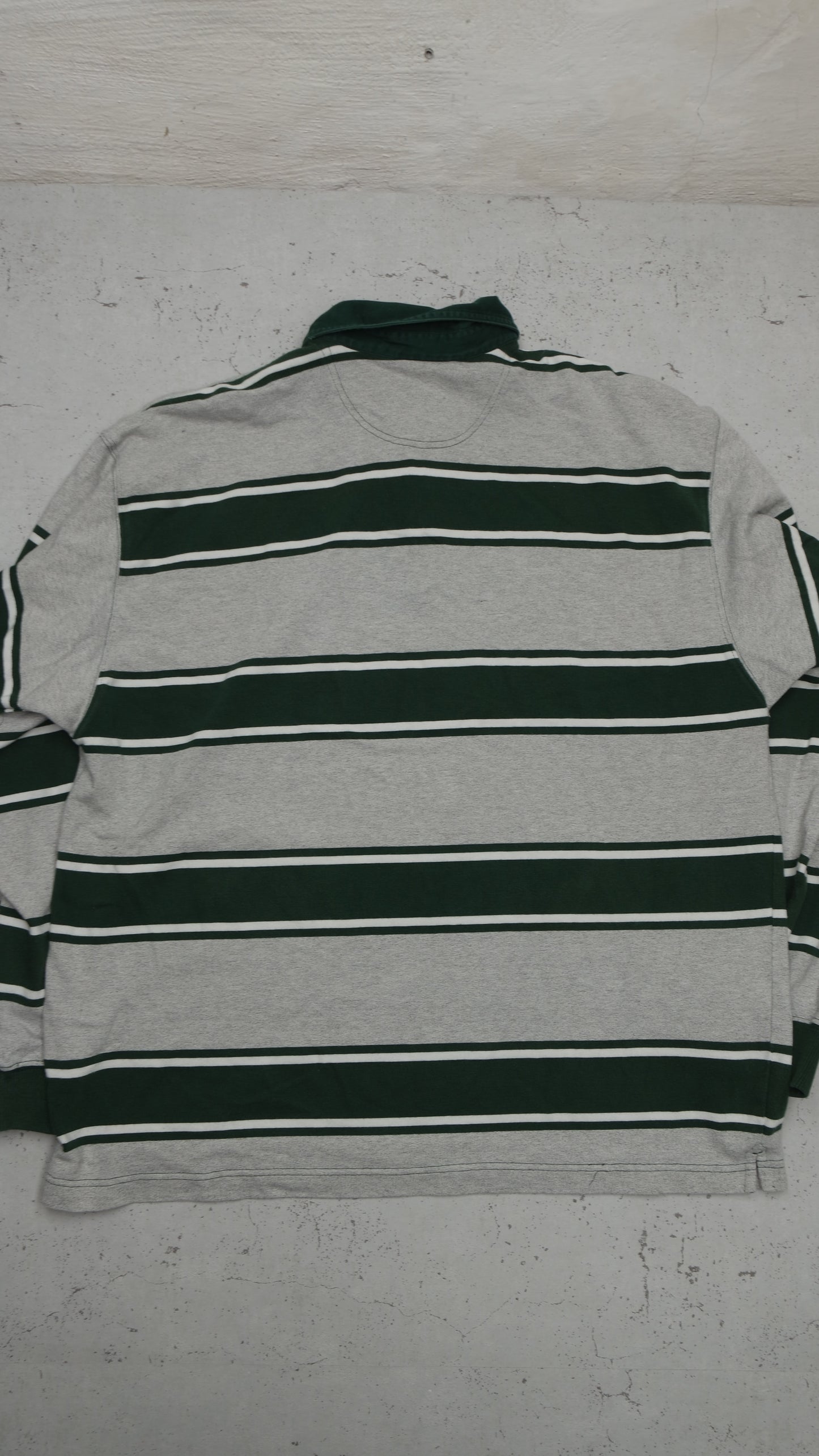 Adidas Vintage Rugby Poloshirt in Grau/Grün, Rückansicht