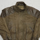 Vintage Lederjacke in Braun-Oliv, Größe 50, Vorderseite