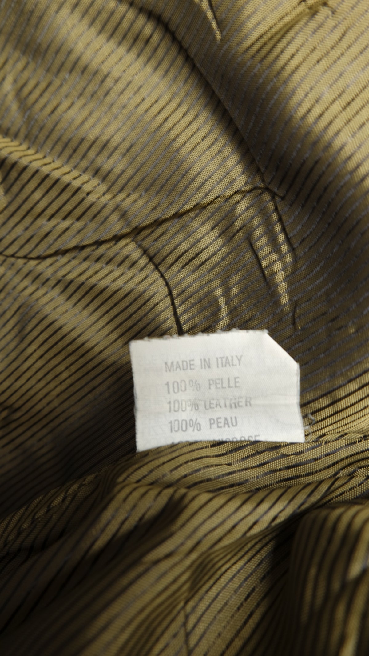 Vintage Lederjacke in Braun-Oliv, Größe 50, Etikett Material