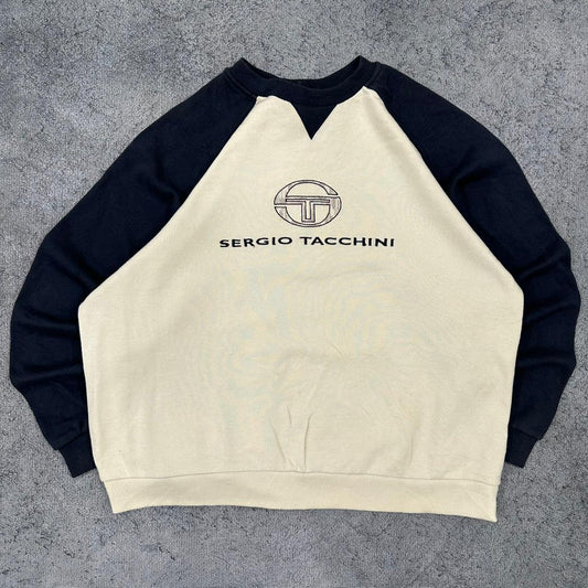 Sergio Tacchini vintage big logo Sweatshirt Crewneck creme M