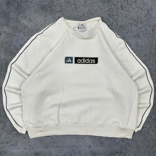 Adidas vintage big Logo embroidery Sweatshirt Crewneck weiß L