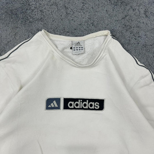 Adidas vintage big Logo embroidery Sweatshirt Crewneck weiß L