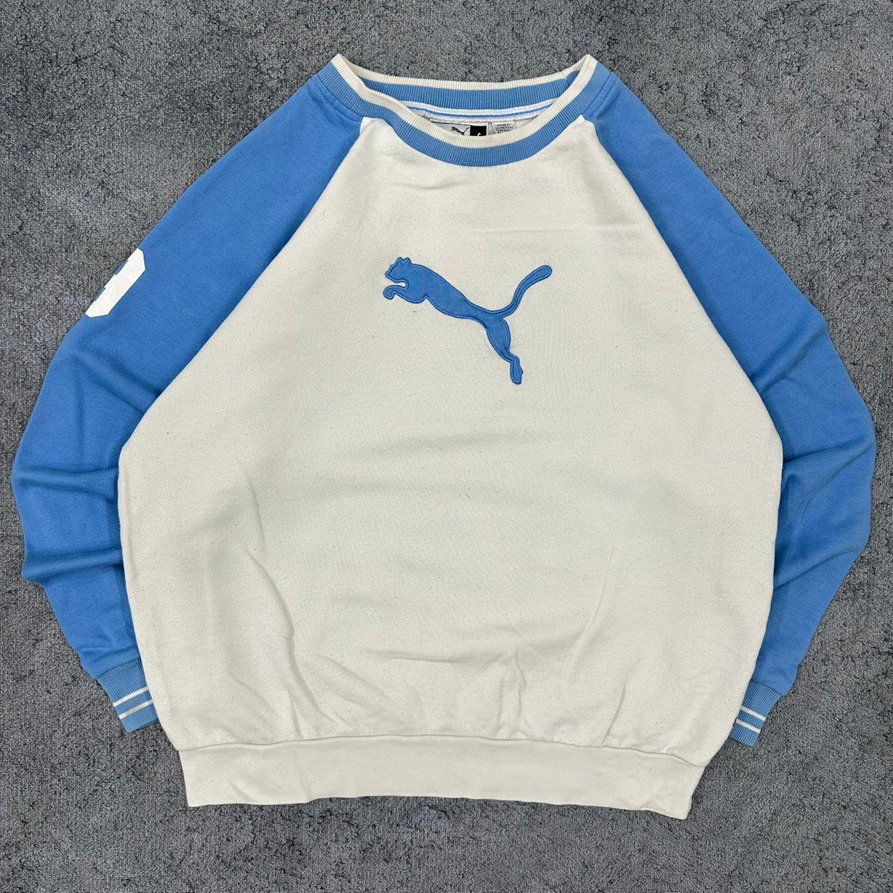 Puma vintage big Logo embroidery Sweatshirt Crewneck blau S