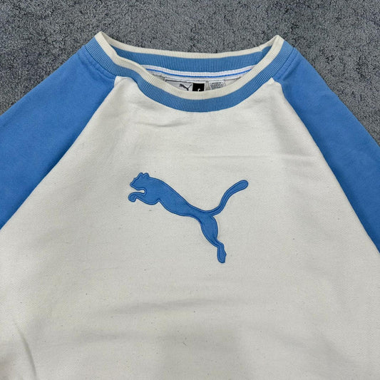 Puma vintage big Logo embroidery Sweatshirt Crewneck blau S