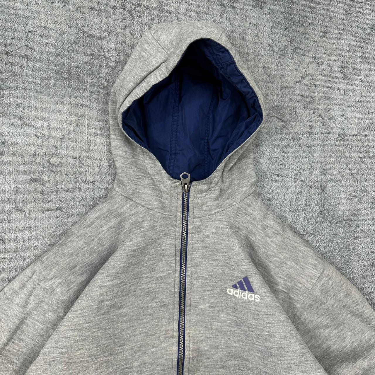 Adidas vintage Wendejacke gefütterte Jacke blau grau L