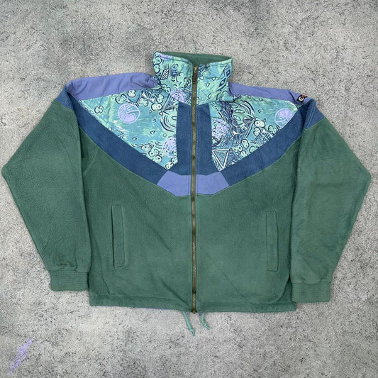 Vintage crazy 80s Fleece Jacke Zipper grün L