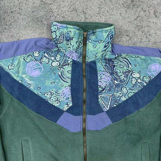 Vintage crazy 80s Fleece Jacke Zipper grün L