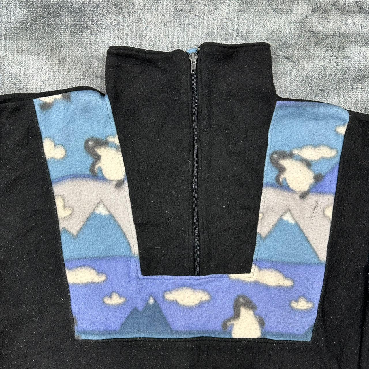 Vintage Pinguin Fleece Zip Sweatshirt Sweater schwarz S