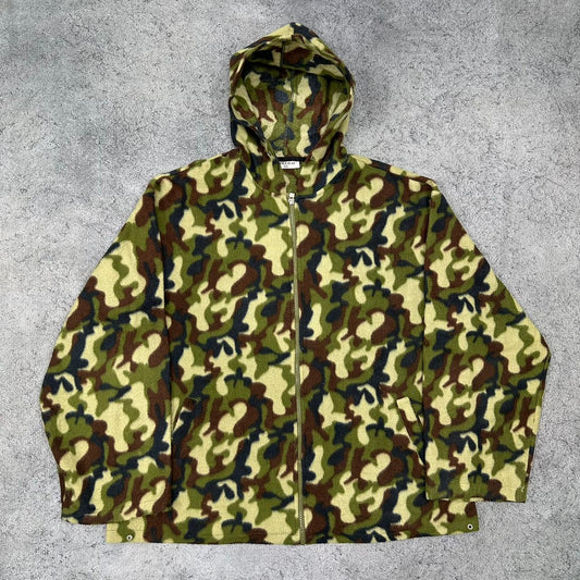 Vintage camouflage Zipper Fleece Jacke grün XXL