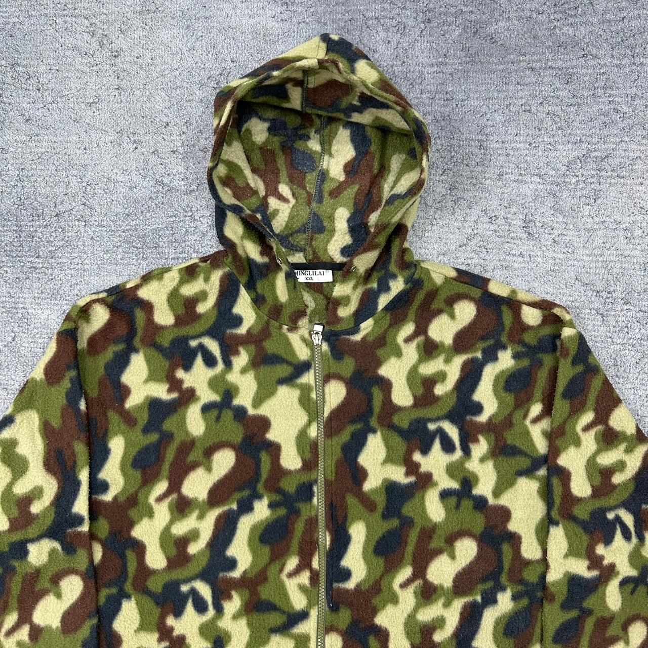 Vintage camouflage Zipper Fleece Jacke grün XXL