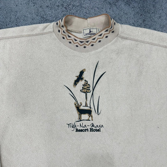 Vintage 90s Fleece Sweatshirt Sweater beige XL