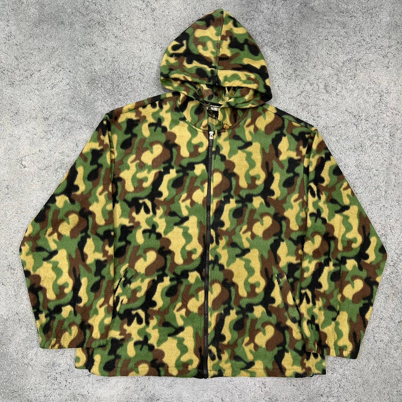 Vintage camouflage Fleece Zipper Jacke grün XL