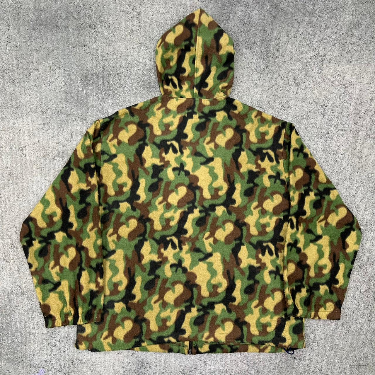 Vintage camouflage Fleece Zipper Jacke grün XL
