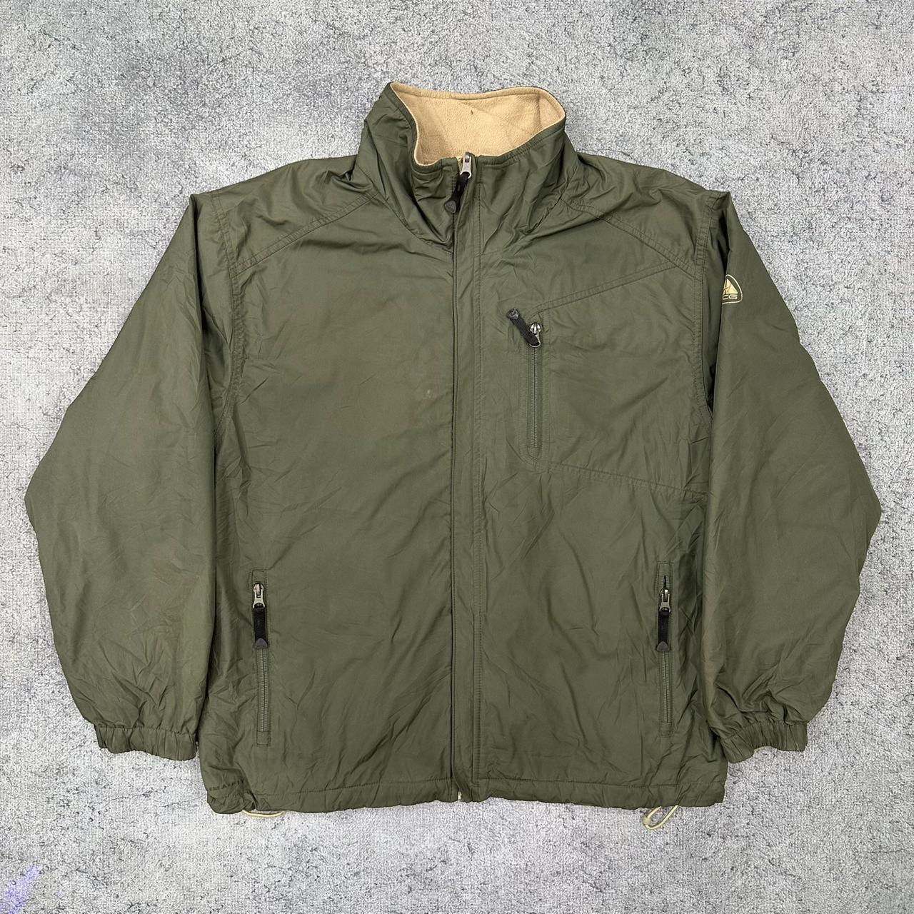 Nike ACG vintage 2in1 Wendejacke Fleece Softshell Jacke grün beige L