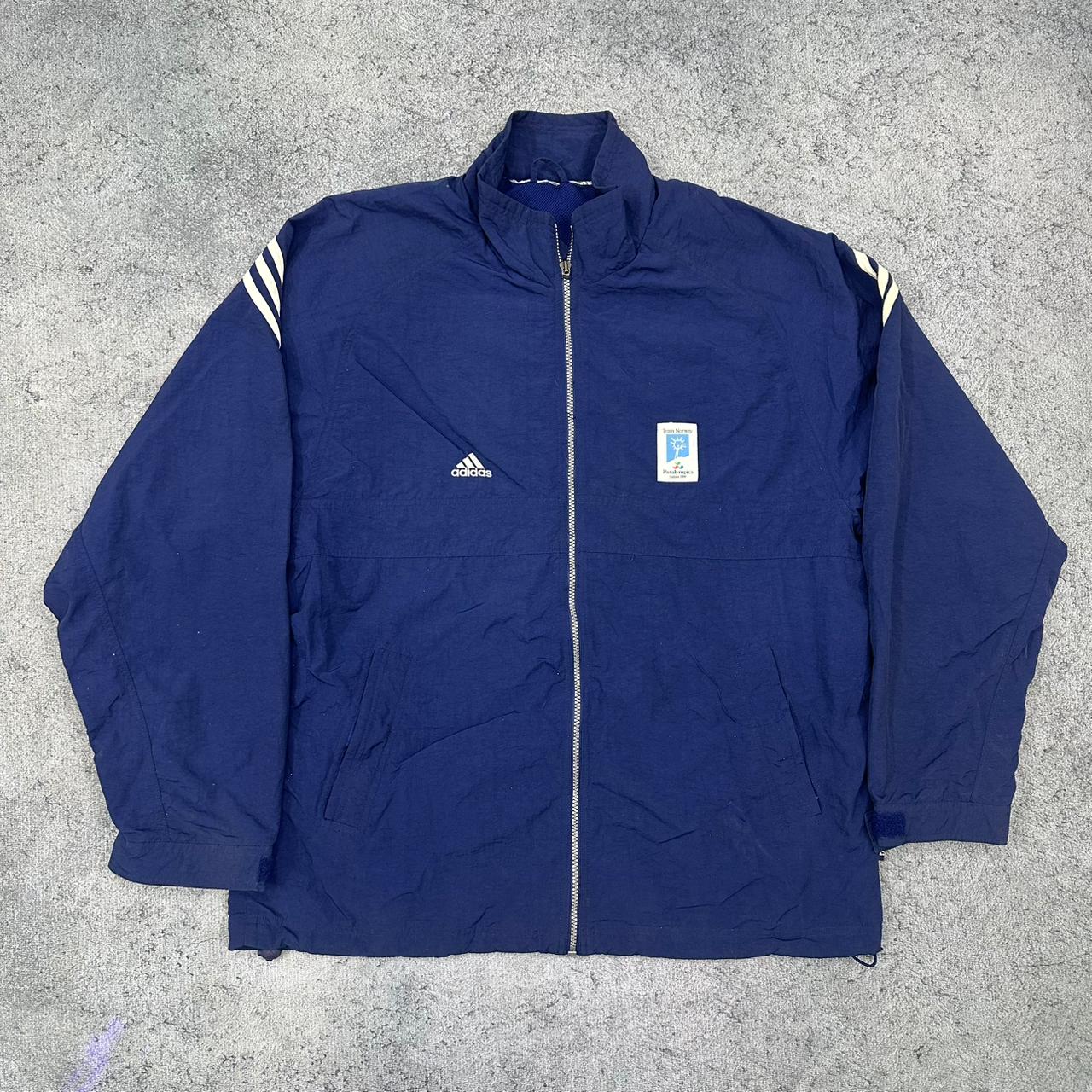 Adidas Olympia 2000s Norway vintage Windbreaker Trackjacket Jacke blau XL