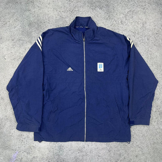 Adidas Olympia 2000s Norway vintage Windbreaker Trackjacket Jacke blau XL