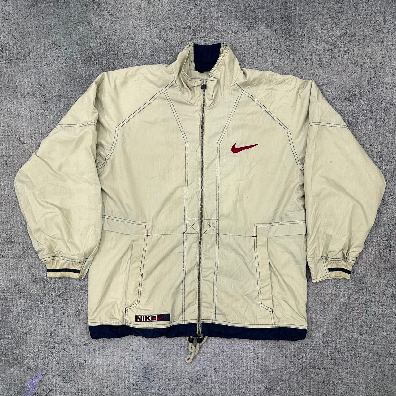 Nike vintage big Logo Windbreaker Trackjacket Jacke creme S