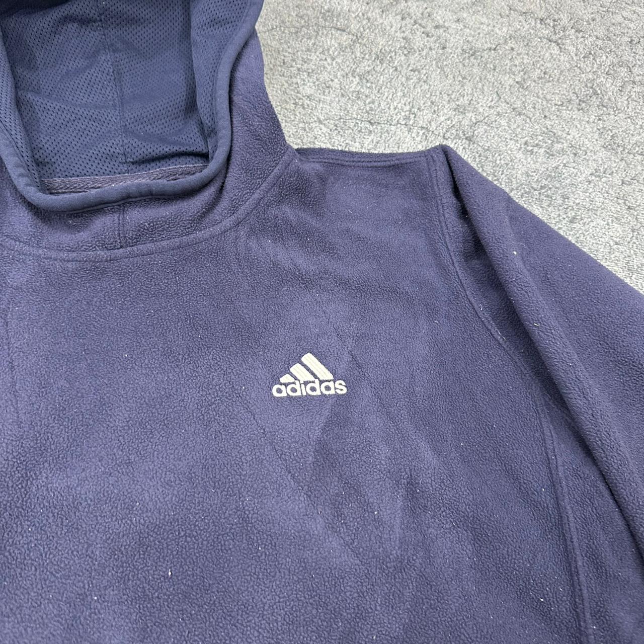 Adidas vintage Fleece Hoodie Pullover blau XS