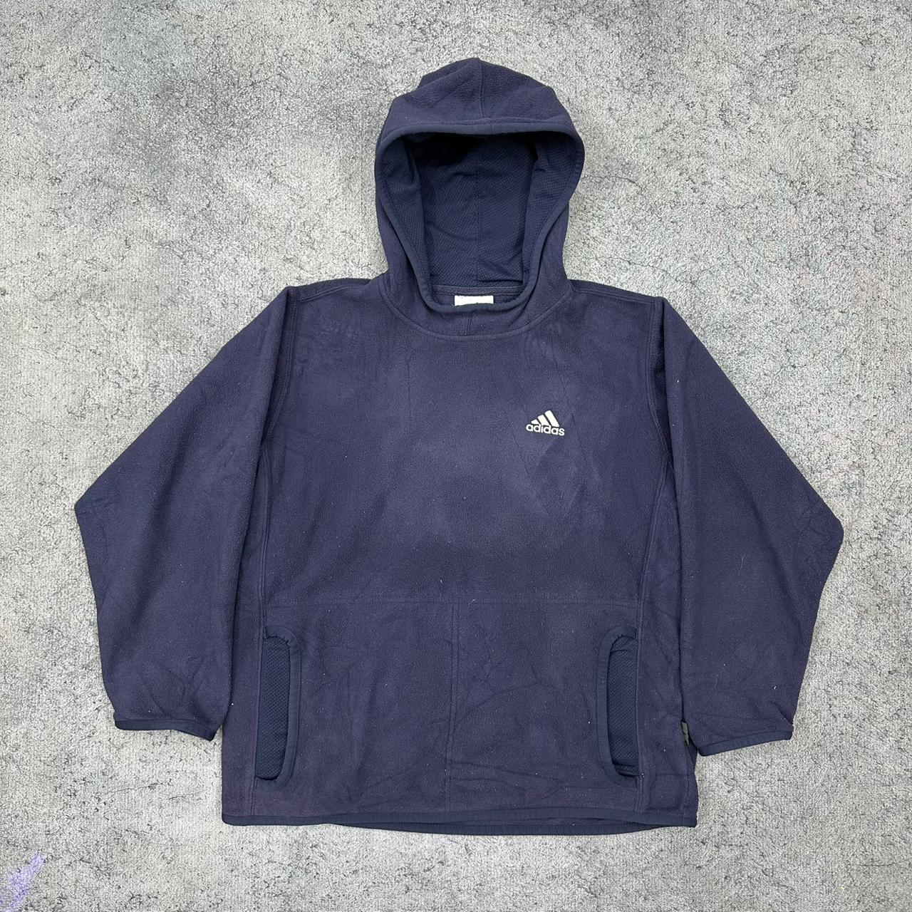 Adidas vintage Fleece Hoodie Pullover blau XS