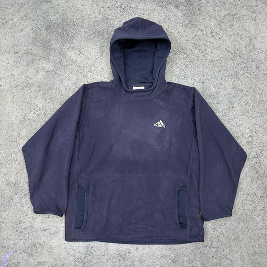 Adidas vintage Fleece Hoodie Pullover blau XS