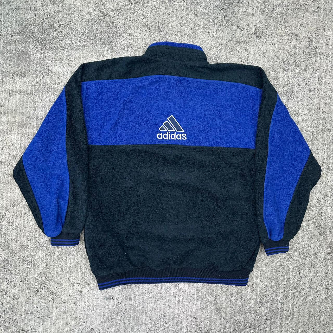 Adidas vintage big Logo embroidery Fleece Jacke Zipper blau S