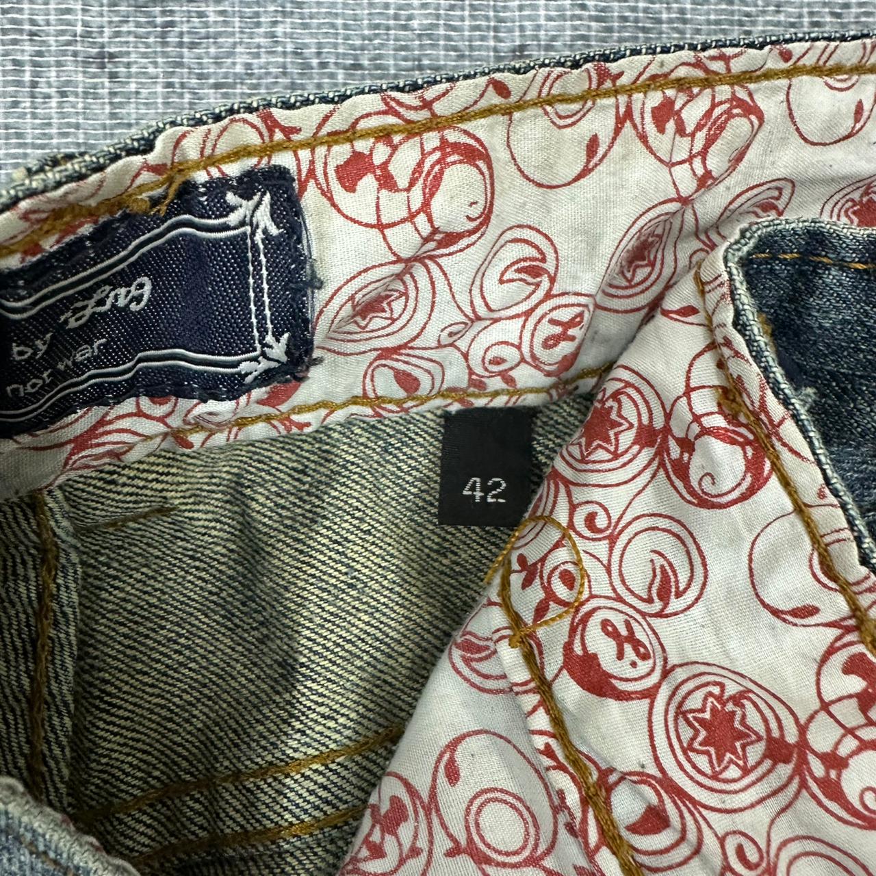 LRG Geans vintage Baggy Jorts Shorts Japanese embroidery Y2K Hip Hop Denim Jeans Pants W42 XXL