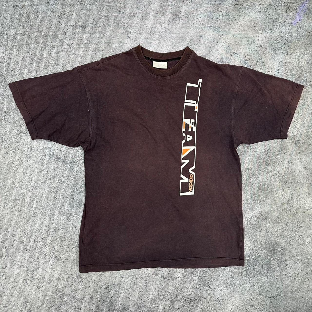 Adidas Team vintage T-Shirt oversized Tee Shirt braun washed L