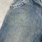 HS vintage "SURVIVAL" Baggy Fit Jorts Jeans Shorts Denim Pants Streetwear Y2K embroidery W28 S