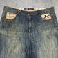 LRG Geans vintage Baggy Jorts Shorts Japanese embroidery Y2K Hip Hop Denim Jeans Pants W42 XXL