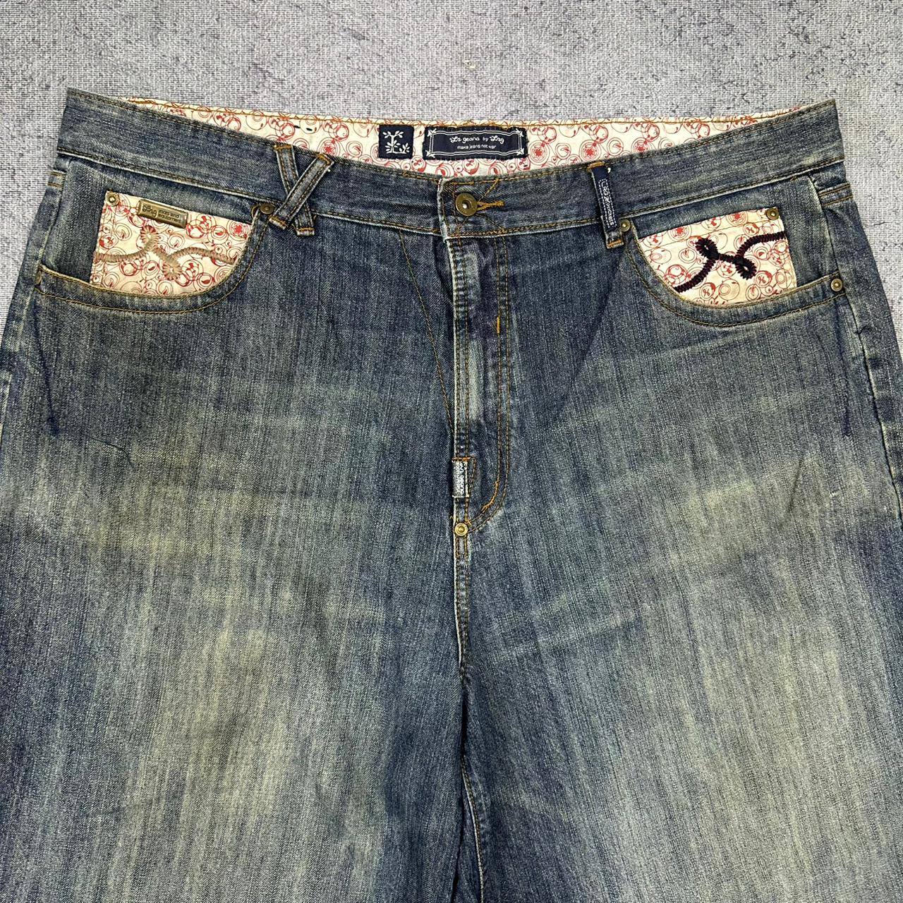 LRG Geans vintage Baggy Jorts Shorts Japanese embroidery Y2K Hip Hop Denim Jeans Pants W42 XXL