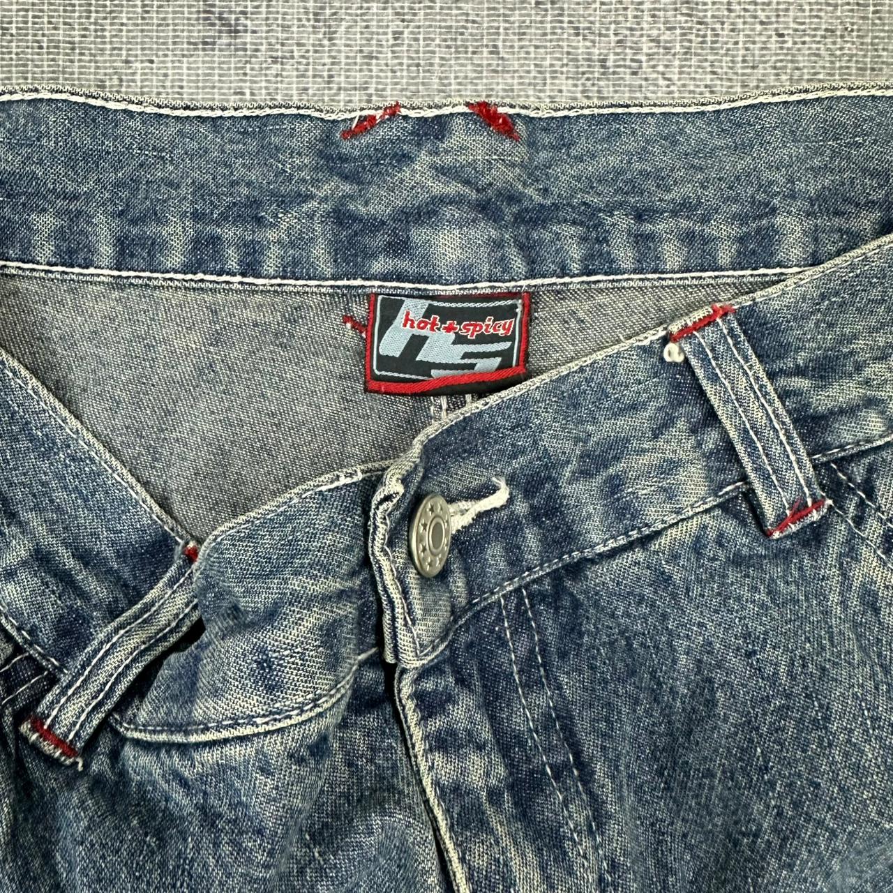 HS vintage "SURVIVAL" Baggy Fit Jorts Jeans Shorts Denim Pants Streetwear Y2K embroidery W28 S