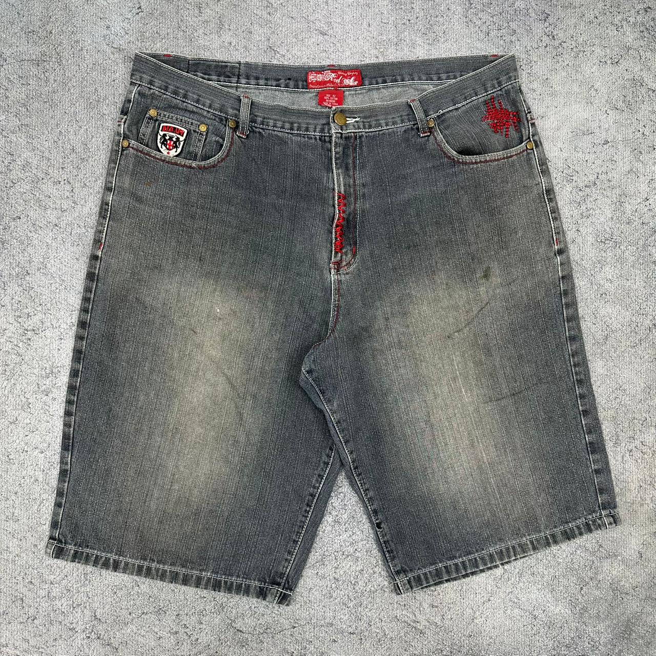 Red Ape vintage Jorts Baggy Denim Pants kurze Hose Y2K Hip Hop W42 XXL