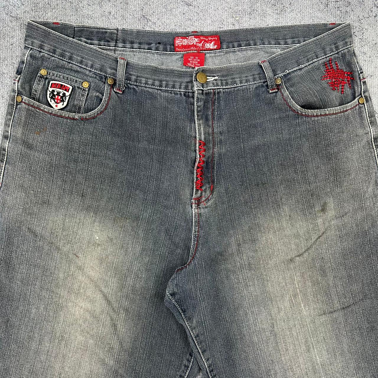 Red Ape vintage Jorts Baggy Denim Pants kurze Hose Y2K Hip Hop W42 XXL