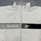 Reebok vintage Zipper Sweatshirt Jacke Big Logo RARE embroidery weiß XL
