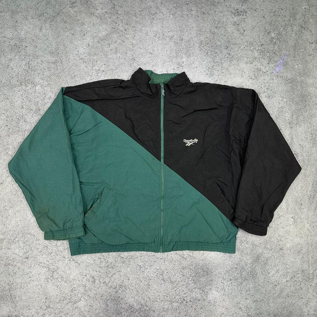 Reebok vintage Big Logo varsity Jacket Windbreaker Trackjacket Jacke grün XXL