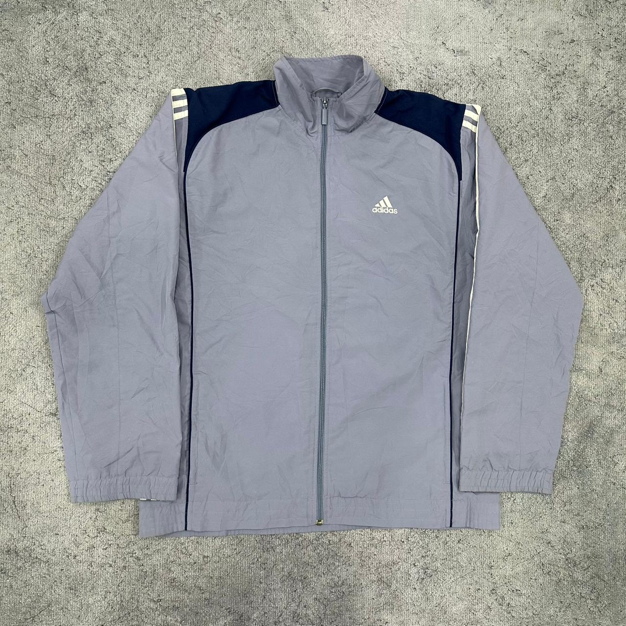 Adidas vintage Trackjacket Windbreaker Jacke streetwear three stripes blau L