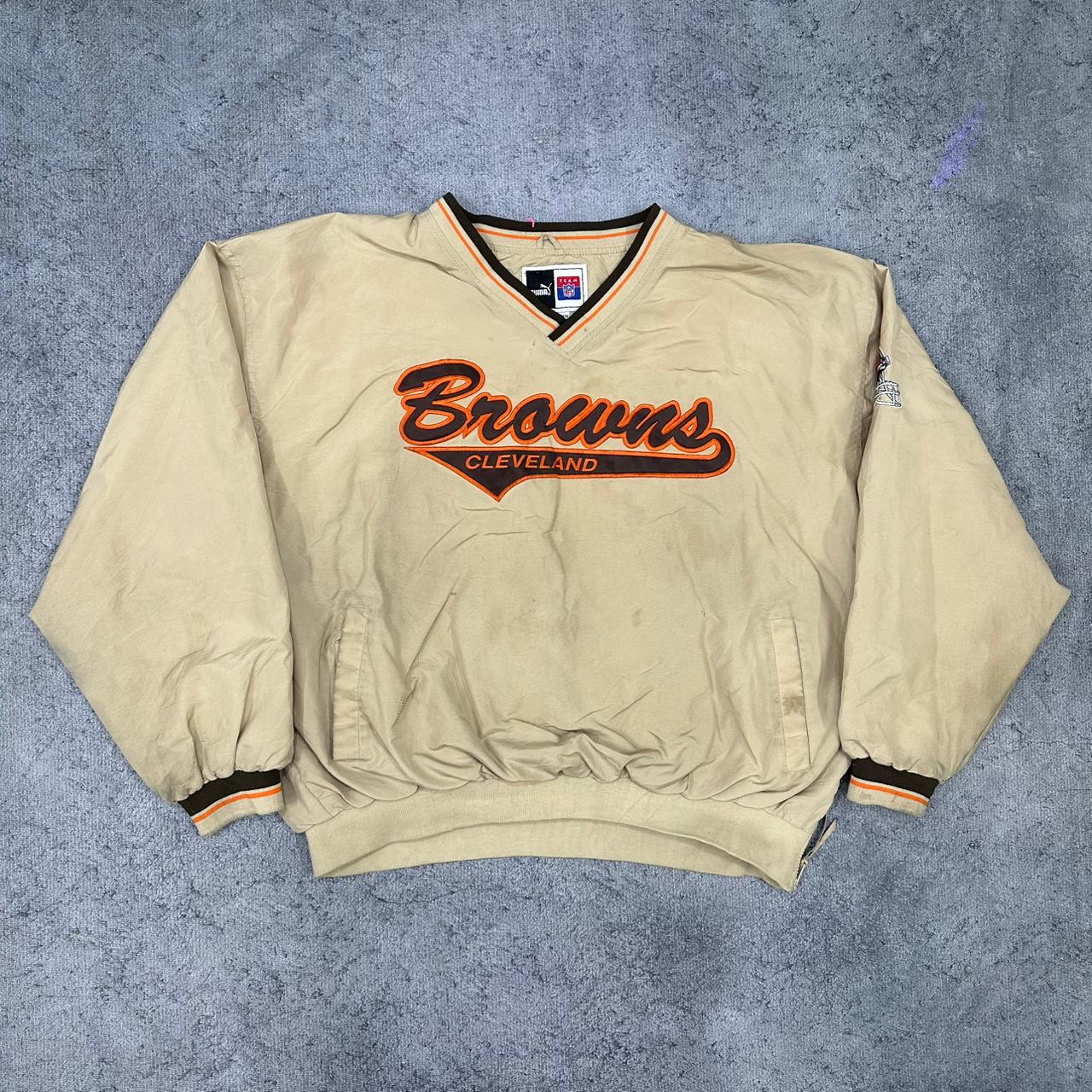 NFL x Puma Cleveland Browns vintage Sweatshirt varsity Jacket Windbreaker Football beige XXL