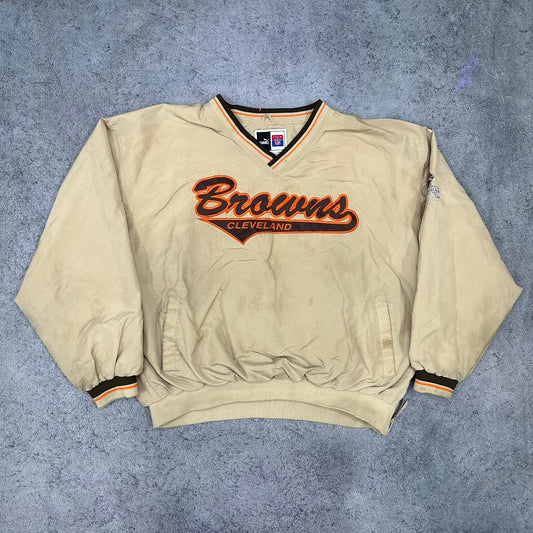 NFL x Puma Cleveland Browns vintage Sweatshirt varsity Jacket Windbreaker Football beige XXL