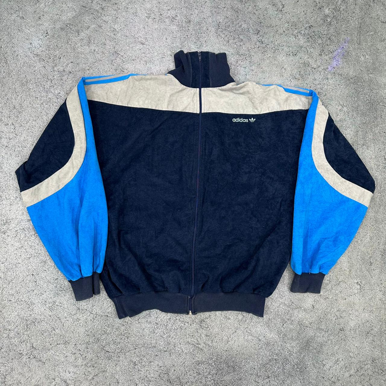 Adidas vintage Zipper velour / samt Sweatshirt Jacke blau L