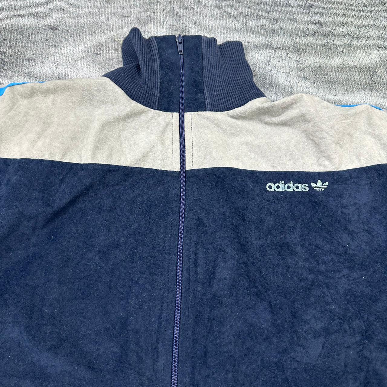 Adidas vintage Zipper velour / samt Sweatshirt Jacke blau L