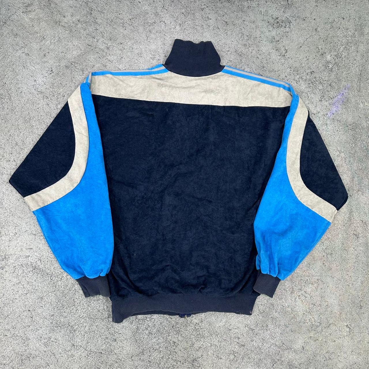 Adidas vintage Zipper velour / samt Sweatshirt Jacke blau L