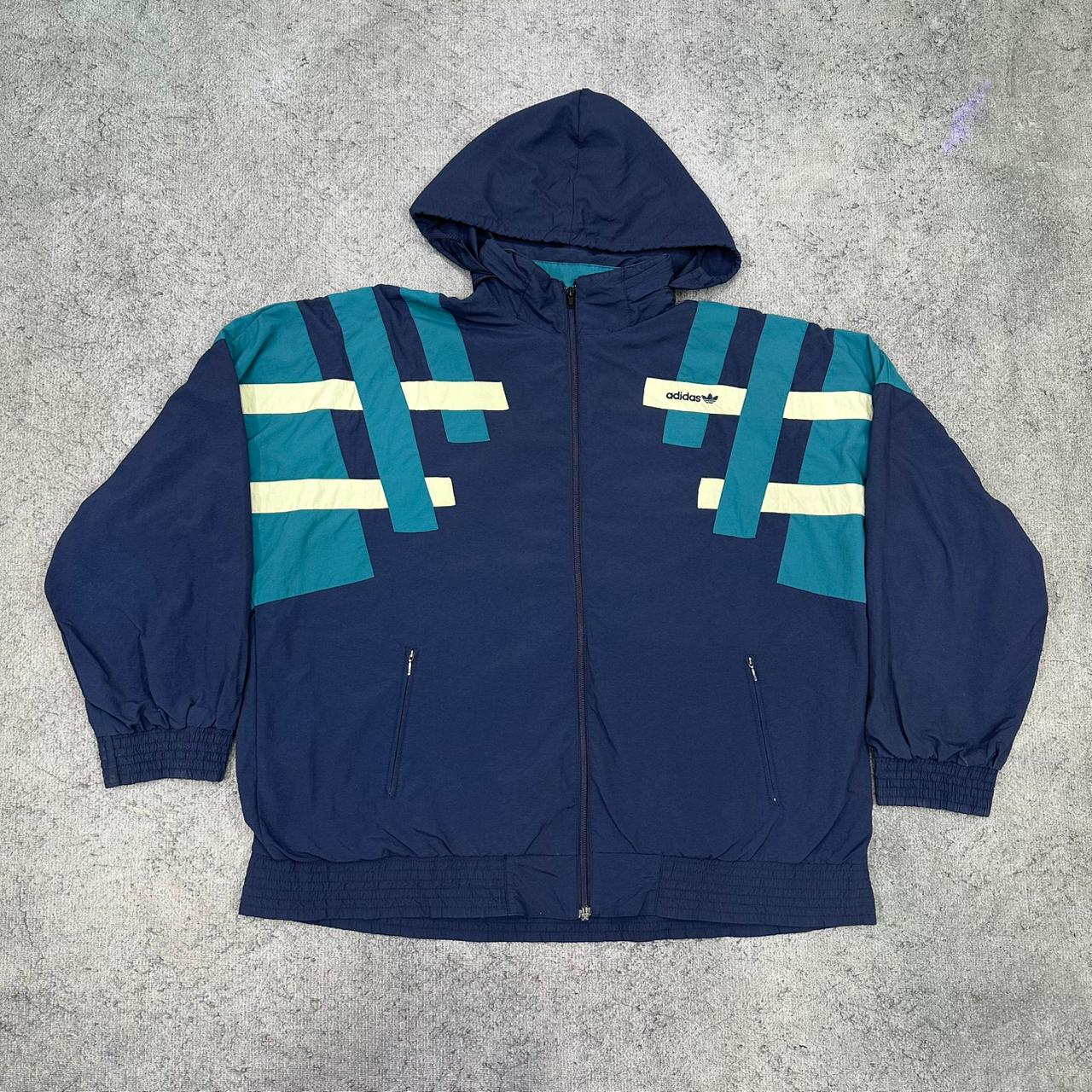 Adidas vintage 90s Windbreaker Trackjacket Jacke streetwear blau XL