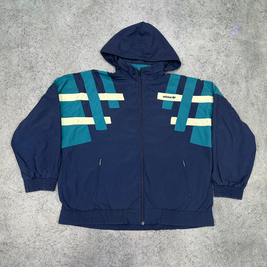 Adidas vintage 90s Windbreaker Trackjacket Jacke streetwear blau XL