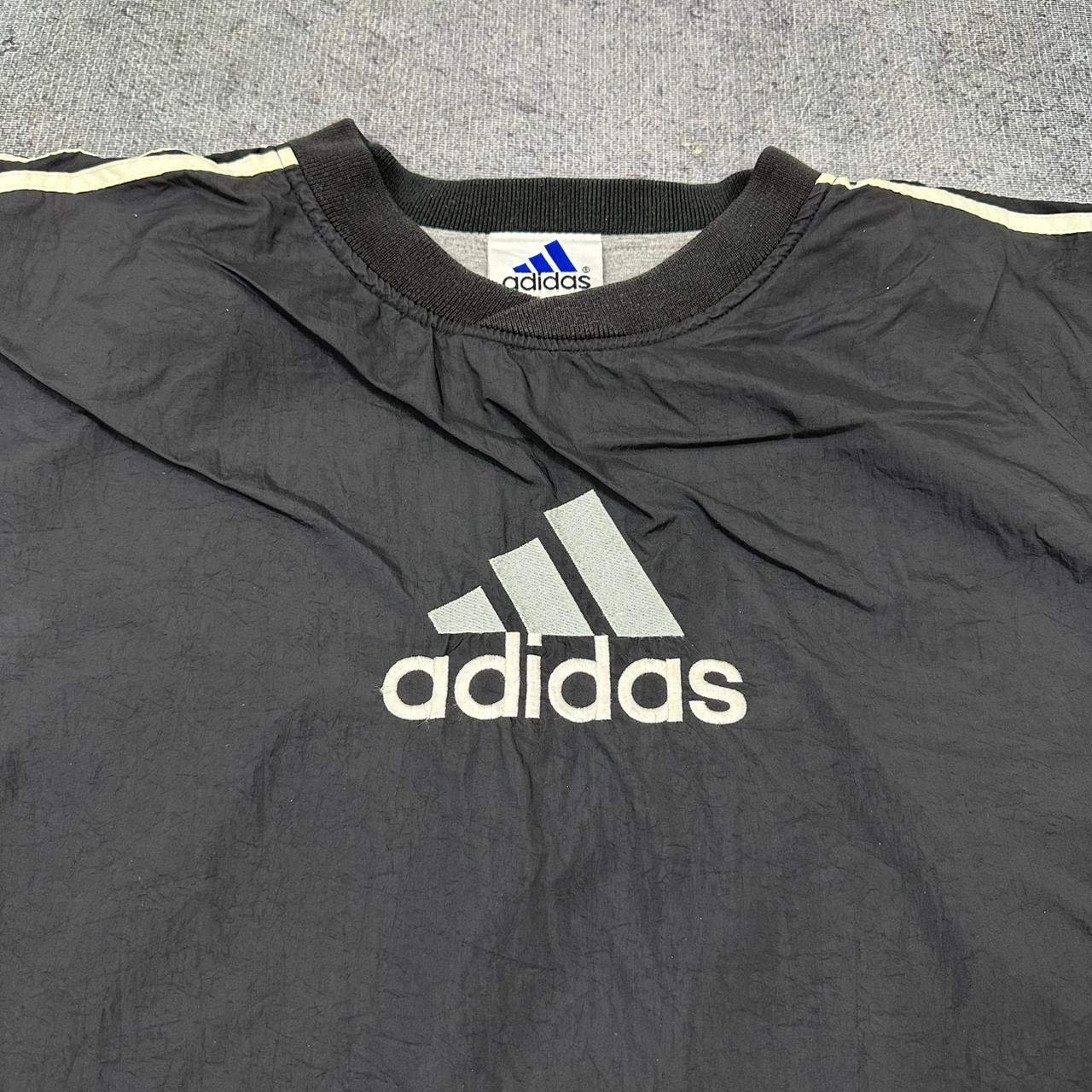 Adidas vintage 90s big Logo Varsity Jacke Sweatshirt Nylon Windbreaker schwarz XXL